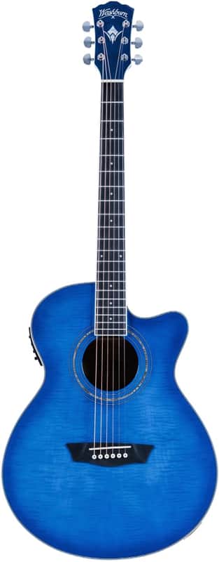 Washburn Festival EA15 Flame Transparent Blue image 1
