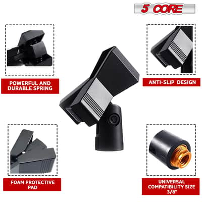 5 Core Microphone Clip Holder 5 Pieces with Screw Adapters 5/8 to 3/8 Inch image 3