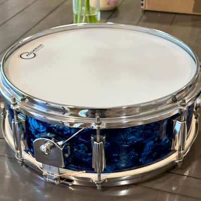 Crown 5x14 snare drum JAPAN 60s - blue marble pearl image 4