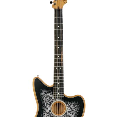 Fender FSR American Acoustasonic Jazzmaster AC Guitar w/bag, Ebony FB, Black Paisley, US231XXXX image 6