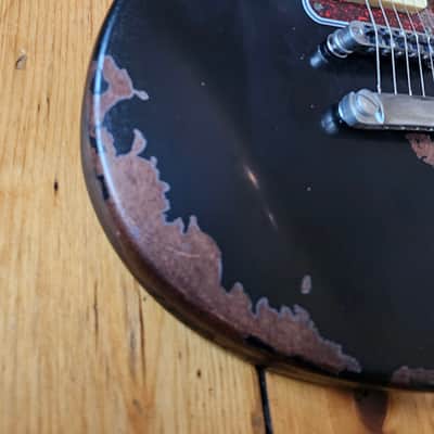 Custom Jazzmaster black electric guitar relic with P90 pickups 2025 image 3