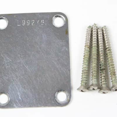 1965 Vintage Fender Precision Bass/Jazz/Telecaster Bass NECKPLATE w/Original Screws L-Series 4-Bolt USA 1960s 1970s Pre-CBS image 1