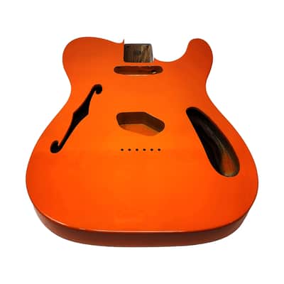 Capri Orange T-Style Thinline Guitar Body – Roasted Ash – Fender-Spec – Semi-Hollow – Boutique Gloss Finish image 7