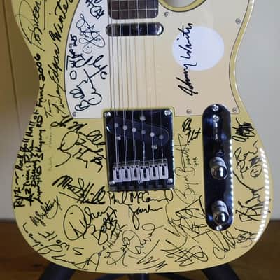 2007 Fender Squier Standard Series Telecaster Vintage White Signed By Rock Legends Artists! image 2