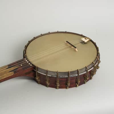 Minstrel Banjo (maker unknown), c. 1870, original black coffin case. image 7