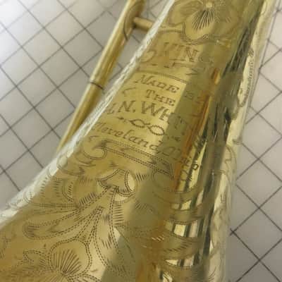 King, by H.N. White Demonstrator Medium Bore Low Pitch Trombone Late 1920s - Brass image 6