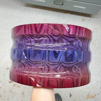 HHG Drums  PRE SALE 13x7 Contoured White Ash Stave Snare  2020 Blue Raspberry High Gloss Burst Lacqu image 3