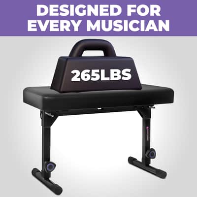 Liquid Stands Foldable Dual Adjustable Piano Bench Stool with Backrest - Piano Desk - Piano Keyboard Bench Seat for Piano Keyboard Stand with Black Padded Cushion for Musicians Piano Stool Chair image 4