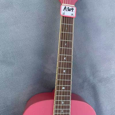 Pink 36 Inch Luna Folk Acoustic Guitar, Spruce Top Body, Mahogany Neck image 4