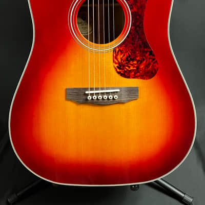 Guild D-140 Dreadnought Acoustic Guitar Cherry Sunburst Finish image 2