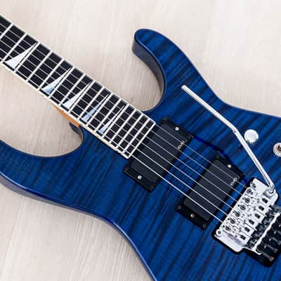 2003 Jackson USA Select Dinky DK1 Trans Blue Flame Top w/ EMG, Floyd Rose & Case image 7