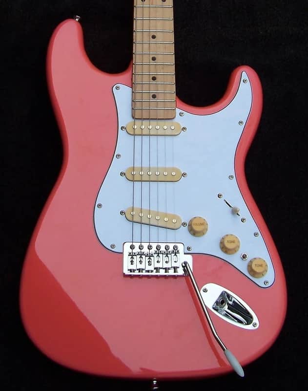 Beautiful Tahitian Coral Strat Vintage+Working BridgeTone+Treble Bleed+7-Sound Switching +Maple Neck + All Frets Leveled, Crowned and Polished! image 1