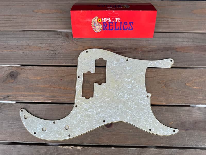 Real Life Relics Aged Precision P Bass® Pickguard Oyster Pearl 3 Ply 13 Hole.   (PGAP3) image 1