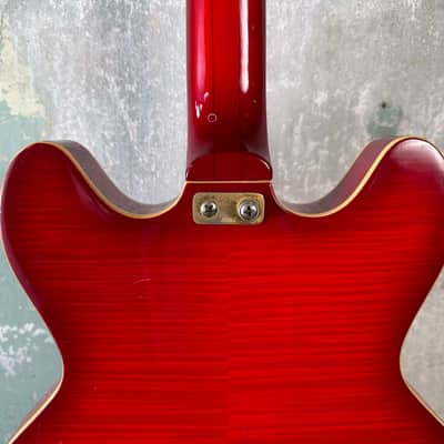 Ventura 335 Style Electric Guitar with Hardshell Case 1973-75 - Transparent Flamed Red image 9
