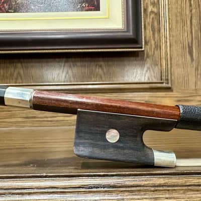 German 3/4 French-style Brazilwood Bass Bow c-1960's image 5