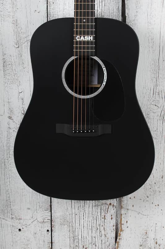 Martin DX Johnny Cash Dreadnought Acoustic Electric Guitar Jett Black w Gig Bag image 1