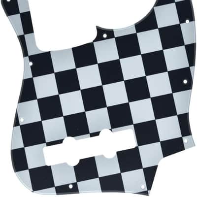 4 String J Bass Style Pickguard Bass Pick Guard Scratch Plate for USA/Mexico Jazz J Bass Black/White Grid image 1