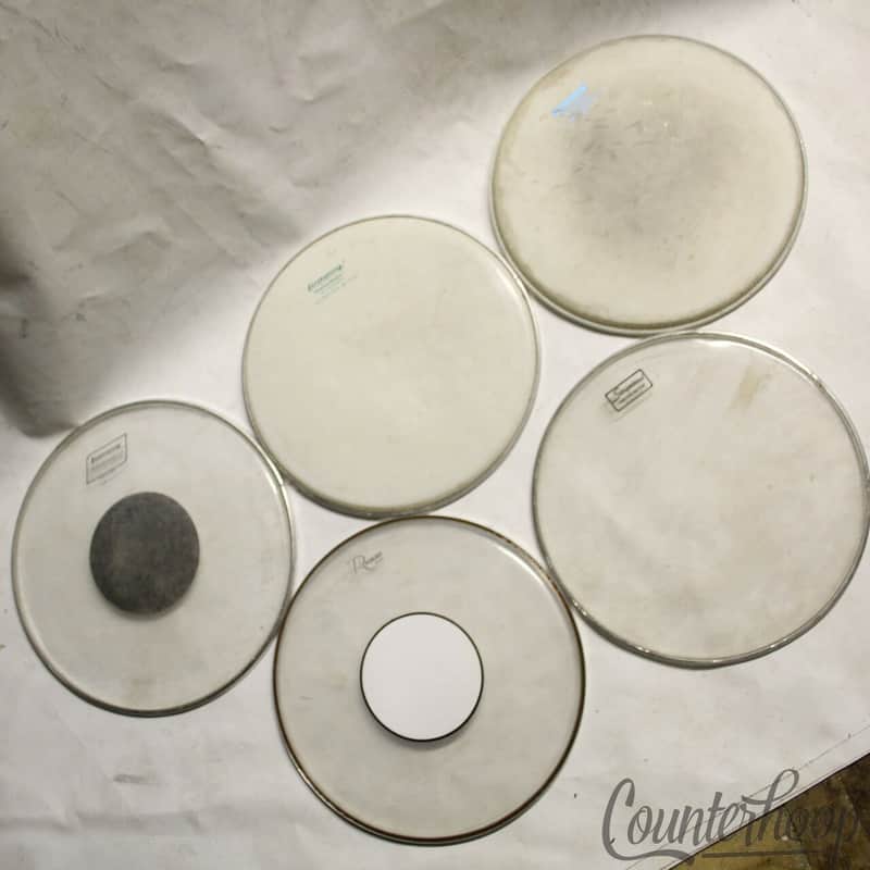 Ludwig/Rogers/Slingerland 4x 14" 1x 15"Vintage Drum Heads 3x Clear+Dot 2x Coated image 1