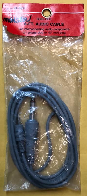 Realistic 42-2433 6-ft Audio Cable 1/4" phone to 1/8" mini plug - Gray image 1