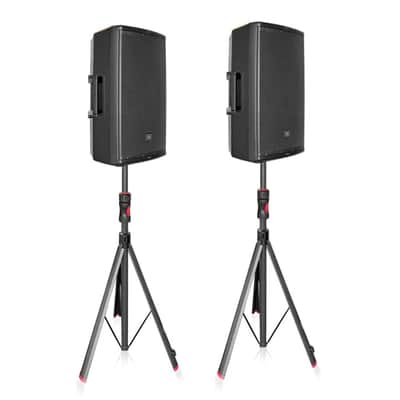Gator Set of (2) Frameworks ID Series Adjustable Speaker Stands with Piston Driven Lift Assistance image 1