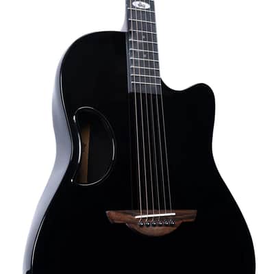 WINZZ AFO300C Solid Spruce Top With Carbon Fiber Back Acoustic Electric Guitar - Black image 13