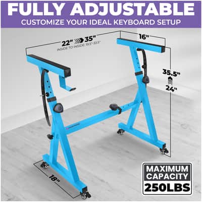 Liquid Stands Z-Style Keyboard Stand with Wheels - Portable, Heavy-Duty Stand Fits 54-88 Key Electric Pianos (Light Blue) image 2