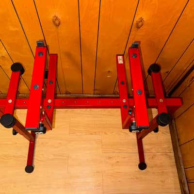 Red k&M Omega König & Meyer 18810 & 18811 keyboard sampler vintage synthesizer stand and stacker image 11