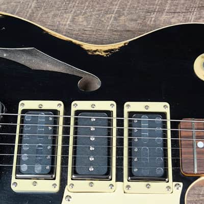 MyDream Partcaster Custom Built - Relic Black Thinline Gibson Scale Lollar Freeway image 8