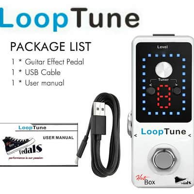 Hot Box Loop Tune Looper/Tuner Pro Pedal + Cube Tune Foot Controller. 9 Loops 40 Min Record-In WhiteHot Box Pedals Loop Tune + image 7