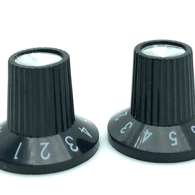 Fender? Mustang Style Small Witch Hat Amp Knobs Black/Chrome image 3