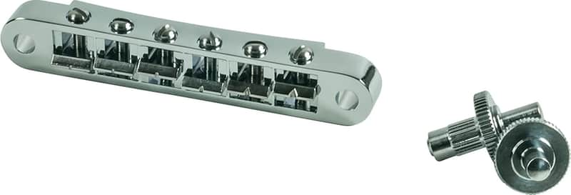 Kluson USA Replacement Zinc Nashville Tune-O-Matic Bridge With Brass Saddles Chrome image 1