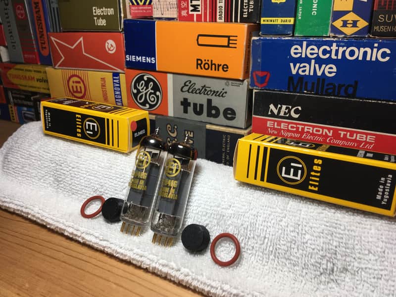 2x Rare Ei Yugo Elite GoldPin GoldGrid OEBox 6BQ5 EL84 NOS PowerTubes ~ 6RP15 7189 Sub ~ Grail Clear Balanced Tone Rich Vocals Great Treble Lush Warmth ~ High Energy Telefunken Alternative image 1