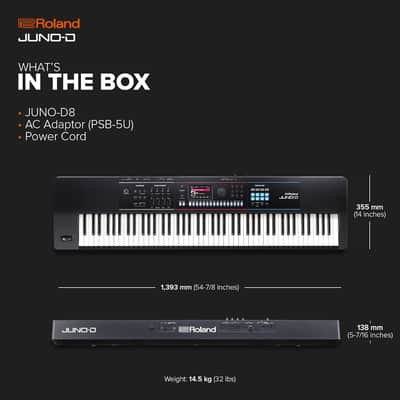 Roland JUNO-D8 Synthesizer | 88-Note Weighted Keyboard with Hammer Action | ZEN-Core Engine with Over 3800 Onboard Sounds | Intuitive Creative Tools | USB-C Audio/MIDI Interface for Mobile & Computers image 3