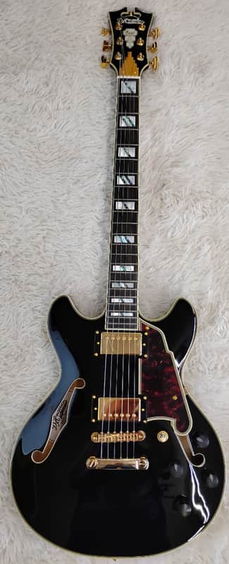 D'Angelico Excel Mini DC Semi-Hollow Body Electric Guitar Black, DAEMINIDCSBKGS image 1