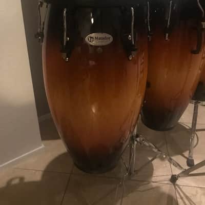 New Latin Percussion M846S-VSB Matador Series Custom Accent 11/11.75/12.5 Conga Set and Bongos  with Stand, Black Hardware 2010s - Vintage Sunburst image 4