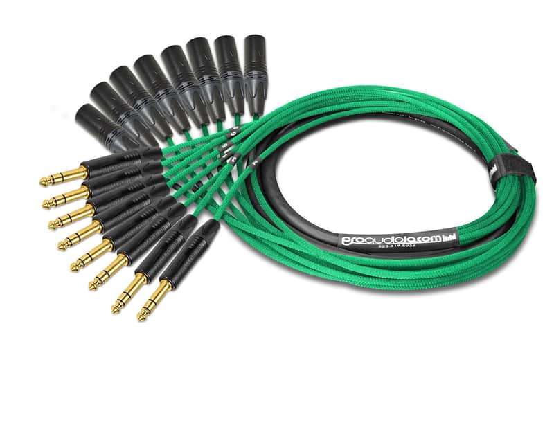 Premium Mogami 2932 8 Channel Snake | Neutrik Gold 1/4" TRS to XLR-M | Green | 90 Feet image 1