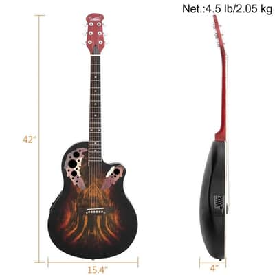 Glarry 41" Popular Spruce Cutaway Acoustic-Electric Guitar EQ Bag With Bag image 2
