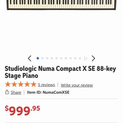Studiologic Numa Compact 2x 88-Key Semi-Weighted Piano w/extras image 3