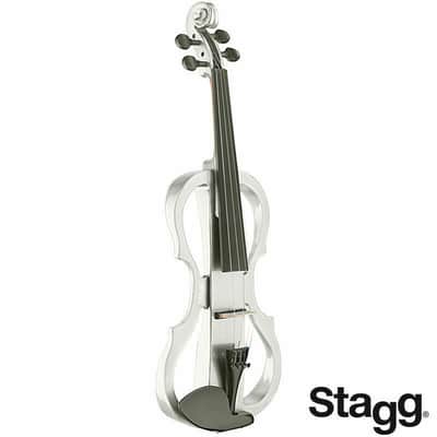 Stagg EVN X-4/4 WH 4/4 Electric Violin Set w/Soft Case, Straps, Bow, Rosin, Headphones & 9V Battery image 2