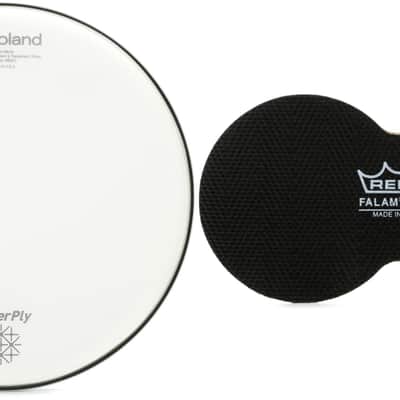 Roland Powerply Mesh Drumhead - 12 inch  Bundle with Remo Falam Slam Pad - 2.5" Double Kick