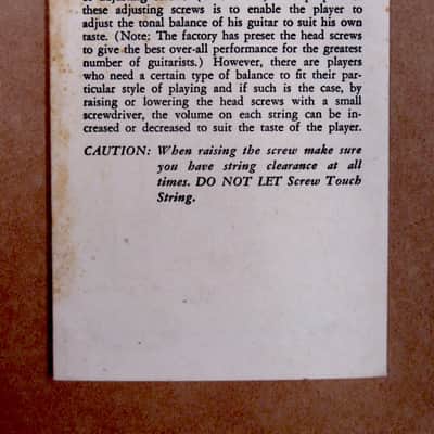 Gretsch Filter'tron Pickup 3-sided fold out Hang Tag 1950-1960 image 4