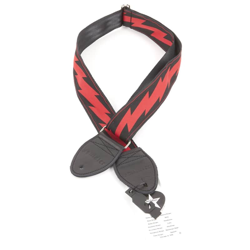 Souldier Lightning Bolt Pattern Guitar Strap - Red & Black image 1
