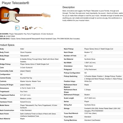 Fender Player Telecaster Tele Electric Guitar MIM - Made in Mexico - 3-Color Sunburst image 25