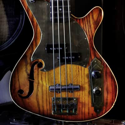Postal Handmade Dixie Flyer Bass P&J Lipstick Sunburst F Hole Gold Grover Tuners image 3