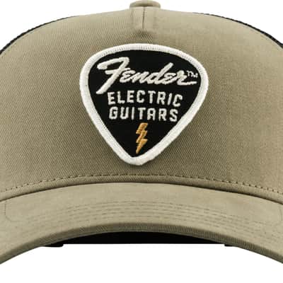 Genuine Fender Guitars Snap Back Logo Pick Patch Hat, Olive image 5