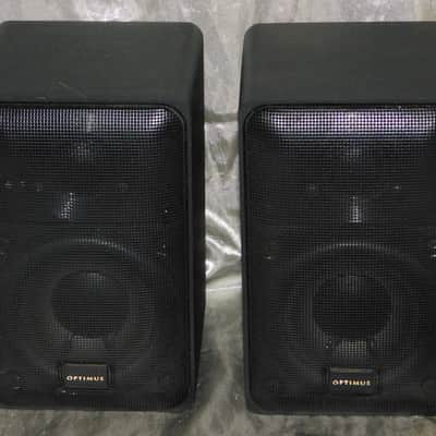 Optimus PRO-X44AV Bookshelf Audio Speakers Pair Heavy Metal Casing Black Tested image 1