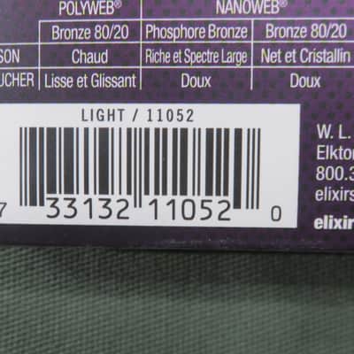 Elixir 11052 Nanoweb 80/20 Bronze Acoustic Guitar Strings - Light (12-53) image 5
