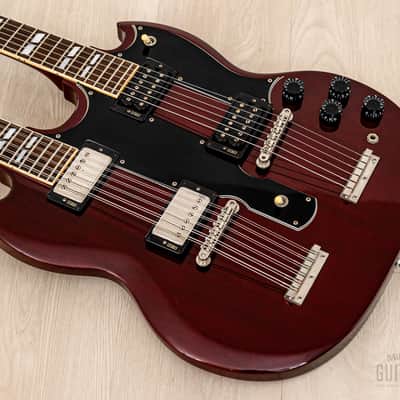 1990s Burny RSG-140 Vintage Double Neck SG, 6 & 12 String Guitar Cherry w/ Case & Tags, Japan image 10