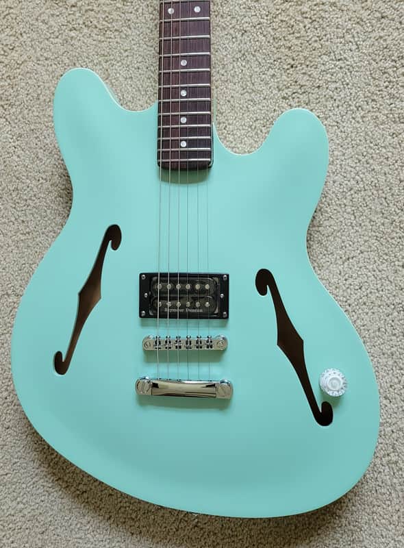 Fender Tom DeLonge Starcaster Electric Guitar, Surf Green, Hard Shell Case image 1