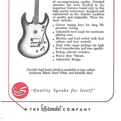 Standel Custom Deluxe Solid Body Electric Guitar (1965), ser. #1-92, original black hard shell case. image 10